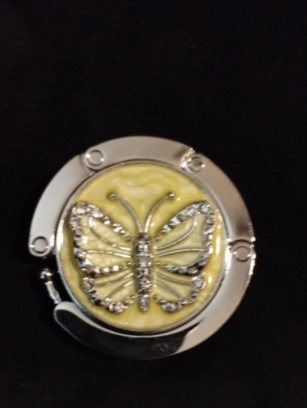 Butterfly Crystal Foldable Purse Hook in Yellow